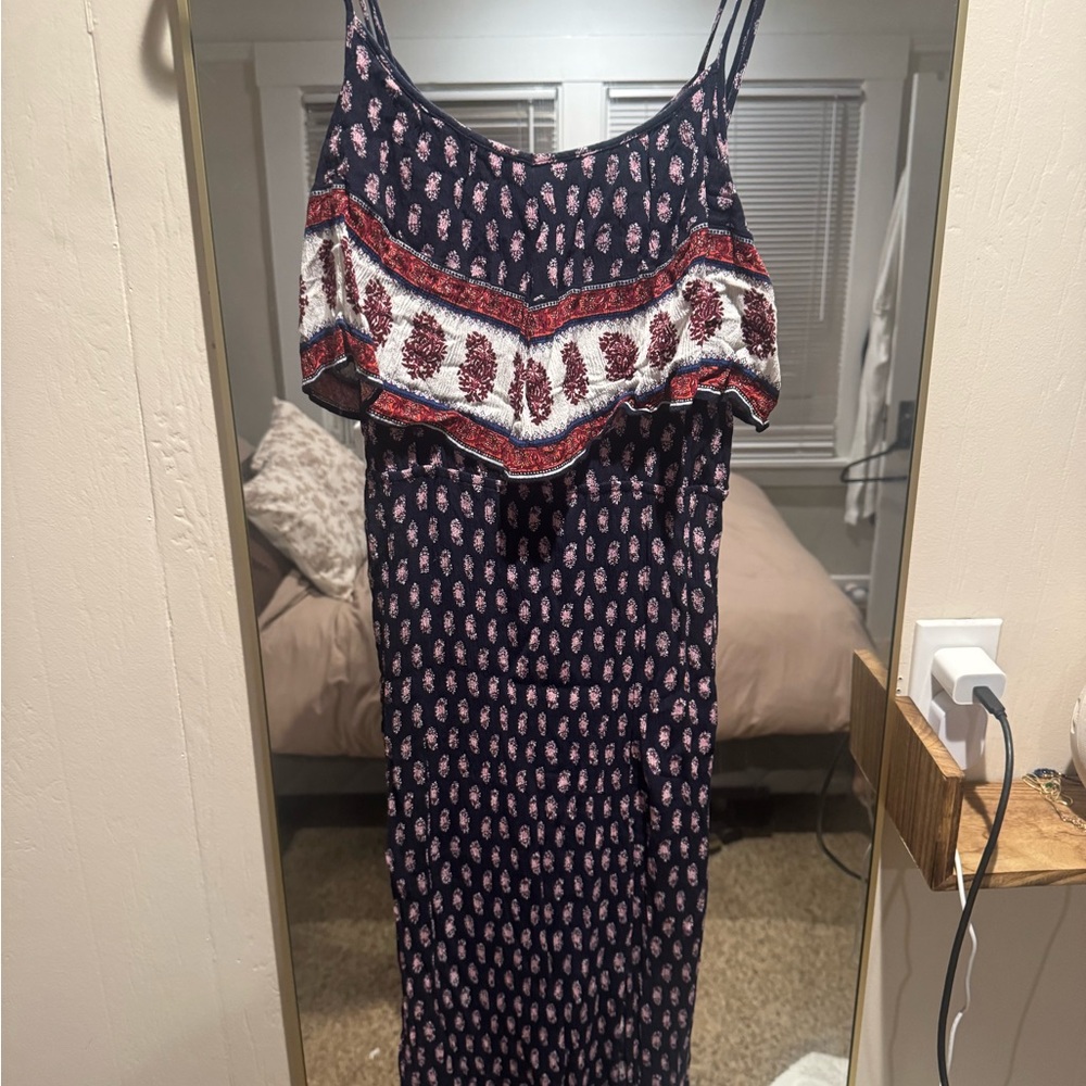 American Eagle Outfitters Navy and White Maxi Dress